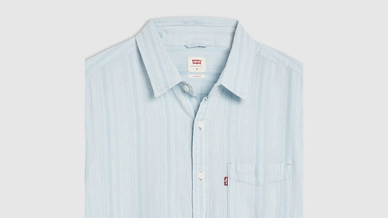 Short Sleeve Sunset Cotton Linen One Pocket Shirt