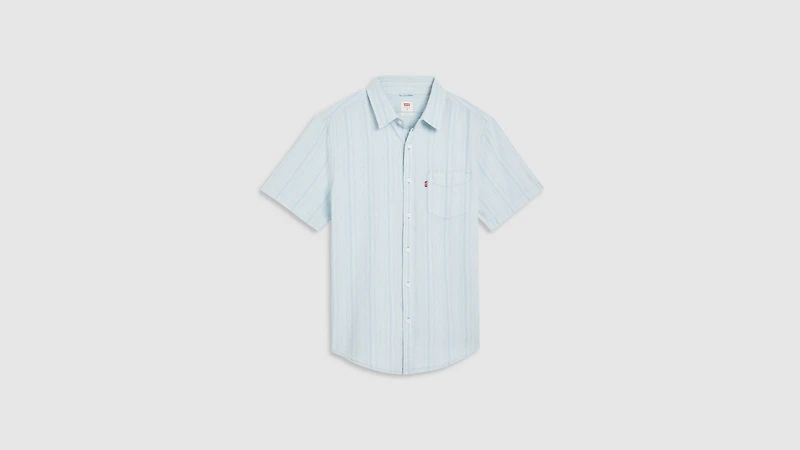 Short Sleeve Sunset Cotton Linen One Pocket Shirt