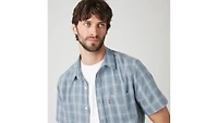 Short Sleeve Sunset Cotton Linen One Pocket Shirt