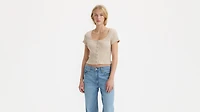 Short Sleeve Britt Snap Front Top
