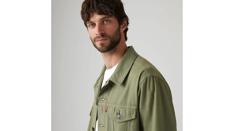 Relaxed Fit Cotton Linen Trucker Jacket