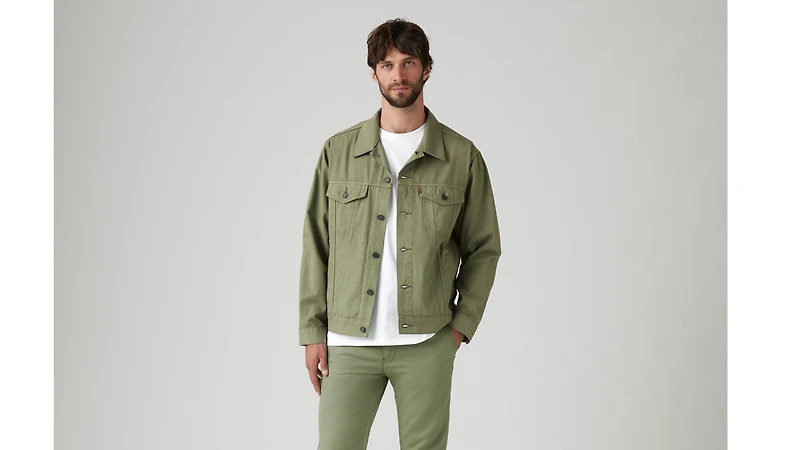 Relaxed Fit Cotton Linen Trucker Jacket