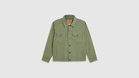 Relaxed Fit Cotton Linen Trucker Jacket