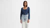 Weston Denim Long Sleeve Corset Blouse