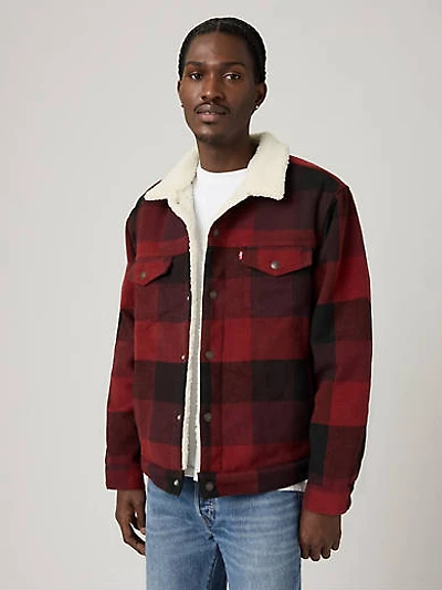 Relaxed Fit Plaid Trucker Jacket