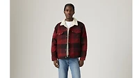 Relaxed Fit Plaid Trucker Jacket