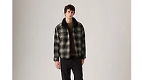 Relaxed Fit Sherpa Plaid Trucker Jacket