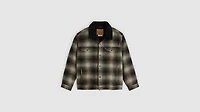 Relaxed Fit Sherpa Plaid Trucker Jacket