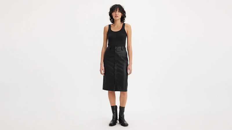 Faux Leather Icon Pencil Skirt