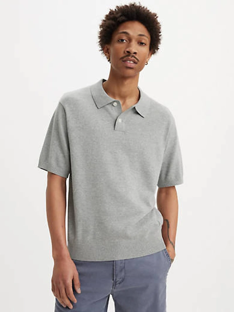 Sweater Knit Polo Shirt
