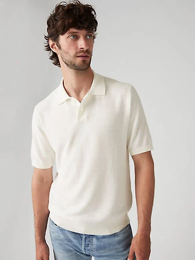 Cotton Linen Sweater Knit Polo Shirt