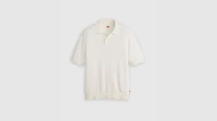 Cotton Linen Sweater Knit Polo Shirt