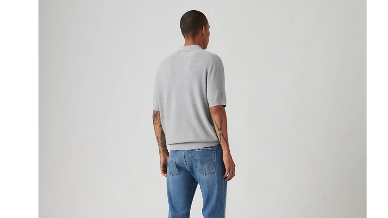 Cotton Linen Sweater Knit Polo Shirt