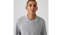 Cotton Linen Sweater Knit Polo Shirt
