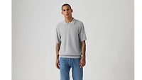 Cotton Linen Sweater Knit Polo Shirt