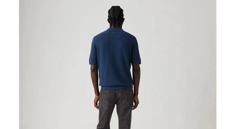 Cotton Linen Sweater Knit Polo Shirt