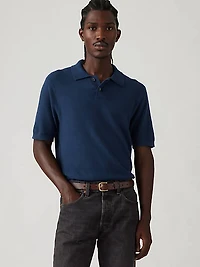 Cotton Linen Sweater Knit Polo Shirt