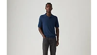 Cotton Linen Sweater Knit Polo Shirt