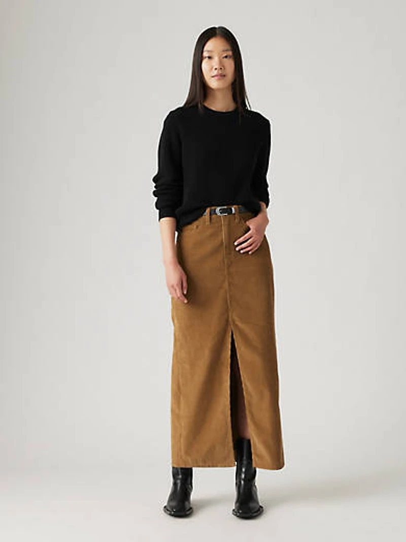 Ankle Column Corduroy Skirt