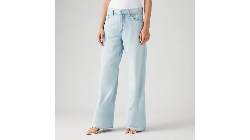 XL Baggy Straight Linen+ Denim Women's Jeans