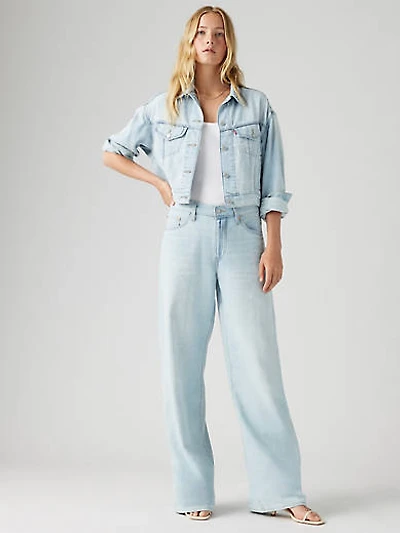 XL Baggy Straight Linen+ Denim Women's Jeans