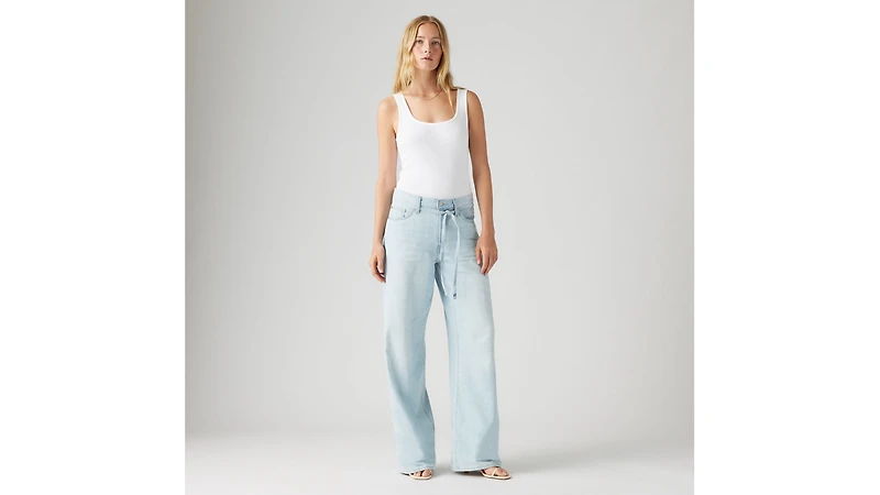 XL Baggy Straight Linen+ Denim Women's Jeans