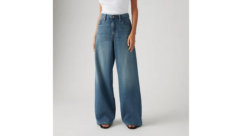 XL Baggy Straight Linen+ Denim Women's Jeans