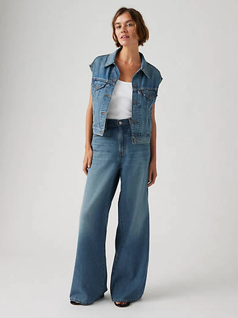 XL Baggy Straight Linen+ Denim Women's Jeans