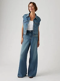 XL Baggy Straight Linen+ Denim Women's Jeans