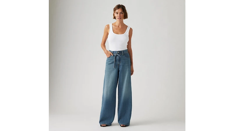 XL Baggy Straight Linen+ Denim Women's Jeans