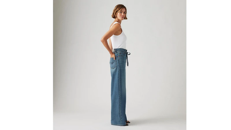 XL Baggy Straight Linen+ Denim Women's Jeans