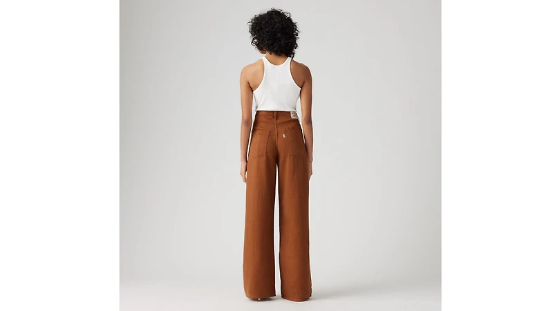 XL Baggy Straight Linen Blend Women's Pants