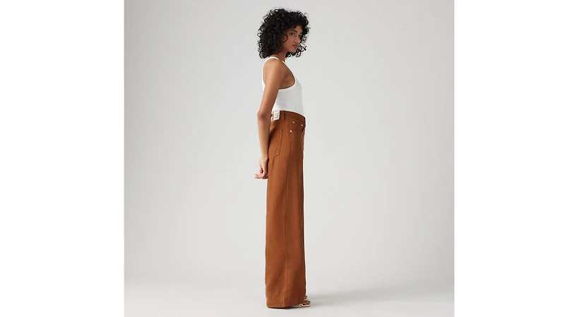 XL Baggy Straight Linen Blend Women's Pants