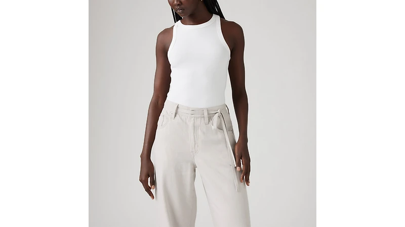 XL Baggy Straight Linen Blend Women's Pants