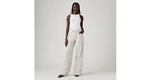 XL Baggy Straight Linen Blend Women's Pants