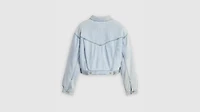 Shrunken '90s Linen+ Denim Lightweight Trucker Jacket