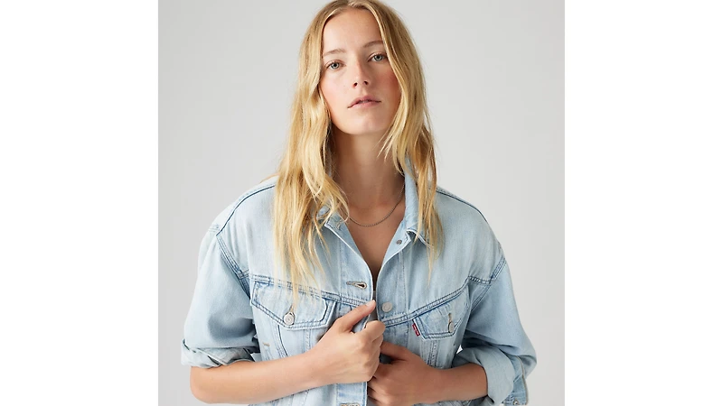 Shrunken '90s Linen+ Denim Lightweight Trucker Jacket
