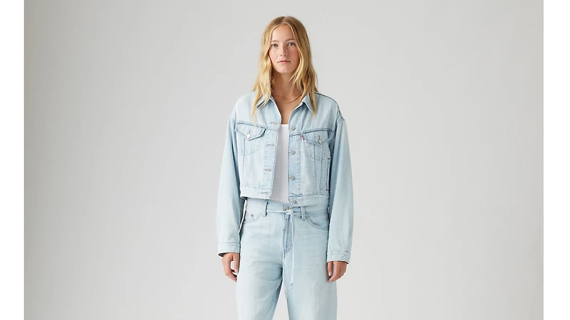 Shrunken '90s Linen+ Denim Lightweight Trucker Jacket