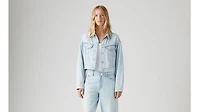 Shrunken '90s Linen+ Denim Lightweight Trucker Jacket