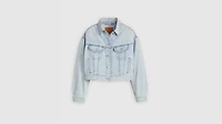 Shrunken '90s Linen+ Denim Lightweight Trucker Jacket