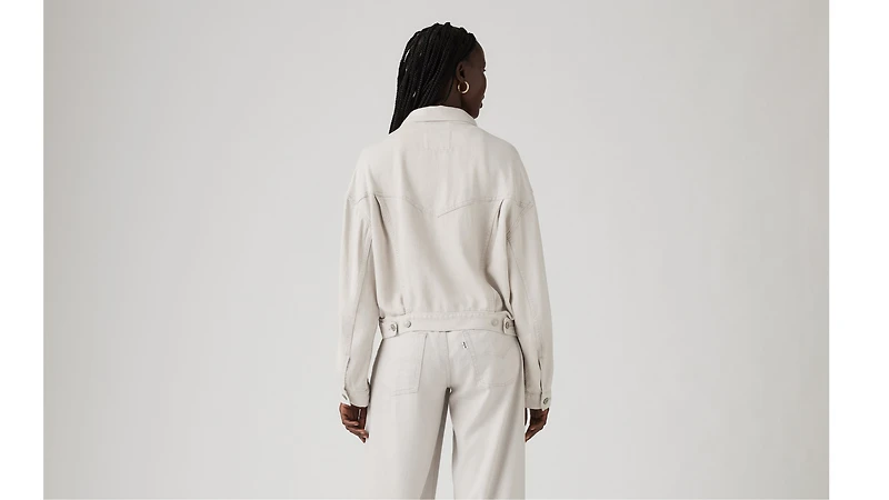 Shrunken '90s Linen Blend Lightweight Trucker Jacket