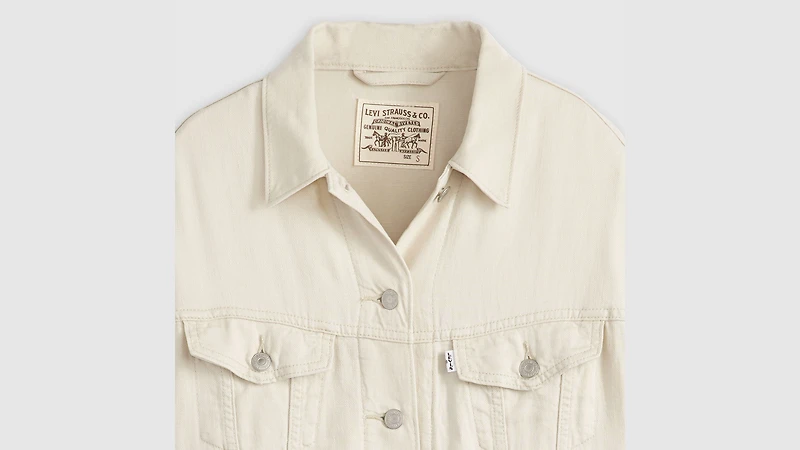 Shrunken '90s Linen Blend Lightweight Trucker Jacket