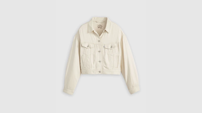 Shrunken '90s Linen Blend Lightweight Trucker Jacket