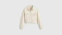 Shrunken '90s Linen Blend Lightweight Trucker Jacket