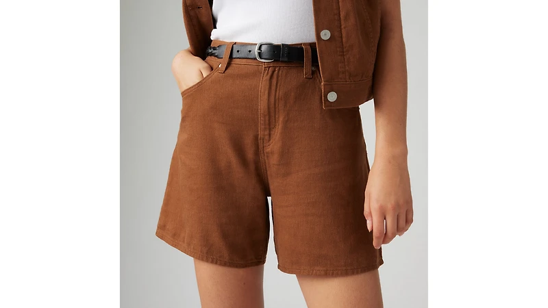 High Rise Baggy Linen Blend Lightweight Women's Shorts