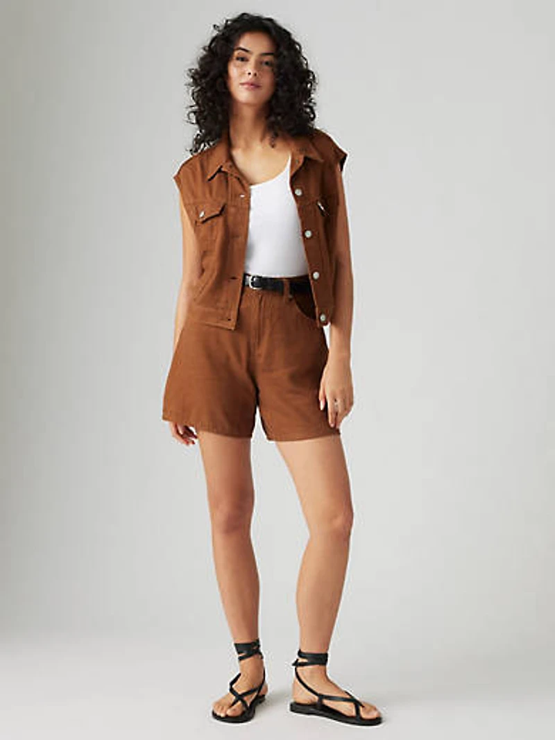 High Rise Baggy Linen Blend Lightweight Women's Shorts