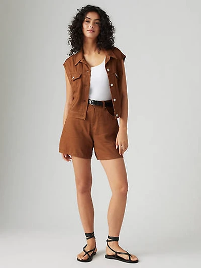 High Rise Baggy Linen Blend Lightweight Women's Shorts