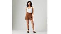 High Rise Baggy Linen Blend Lightweight Women's Shorts