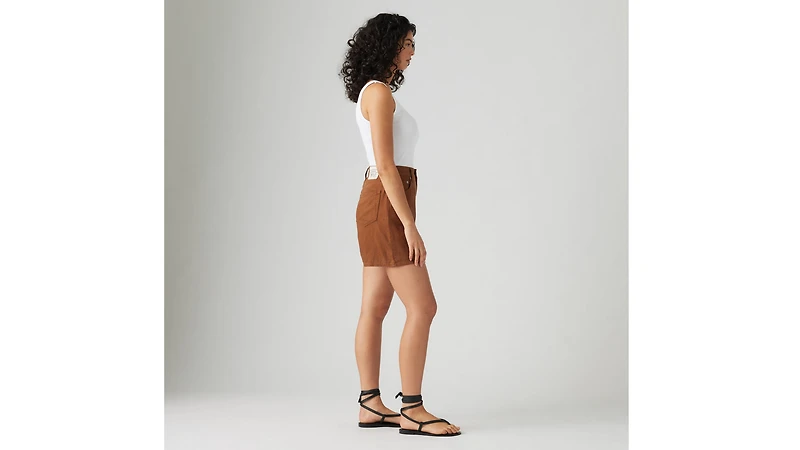 High Rise Baggy Linen Blend Lightweight Women's Shorts