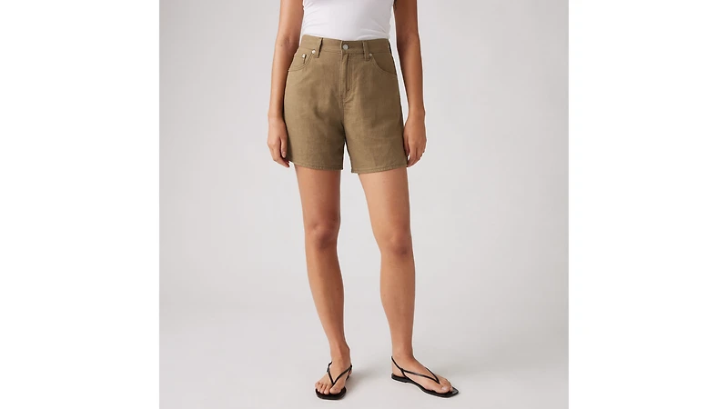 High Rise Baggy Linen Blend Lightweight Women's Shorts